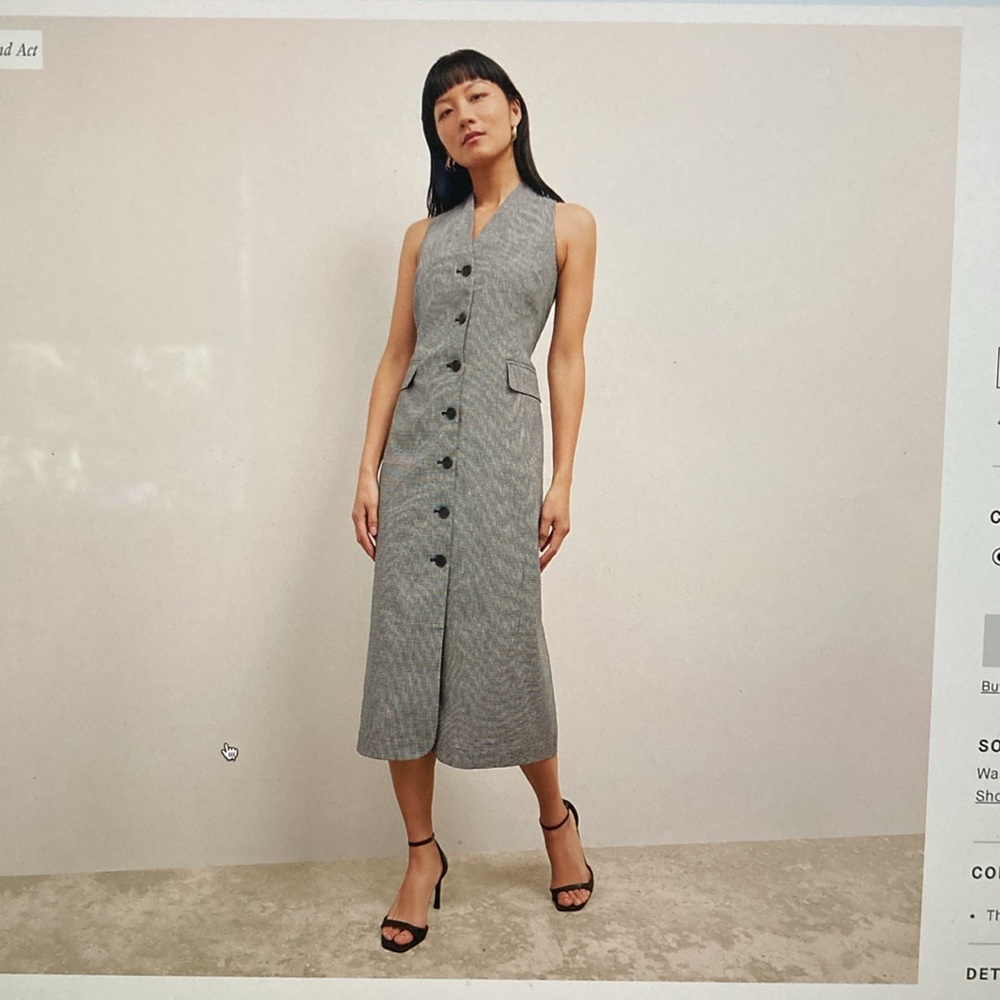 MM.LaFleur NWT Gingham Sleeveless Button-Front Midi Dress